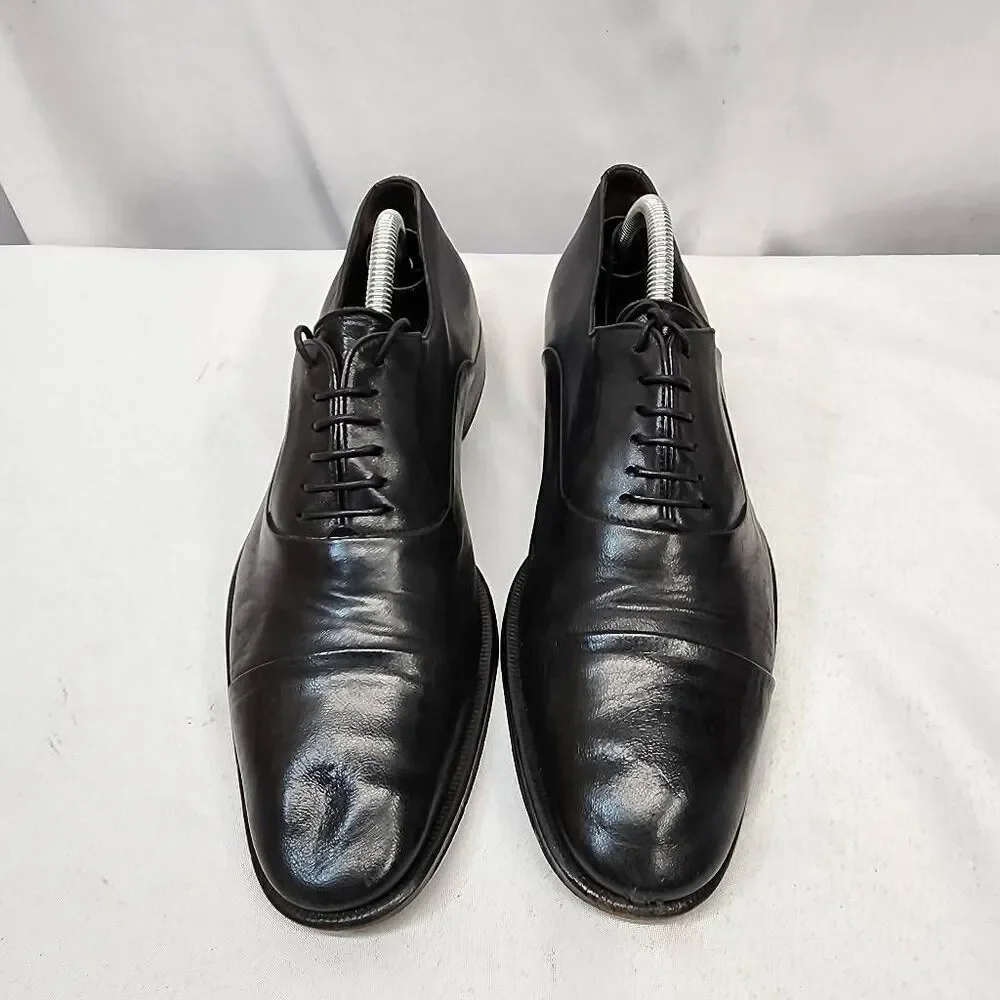 Bruno Magli Maioco Oxford Men's 8 Black Leather Cap Toe Dress Shoes